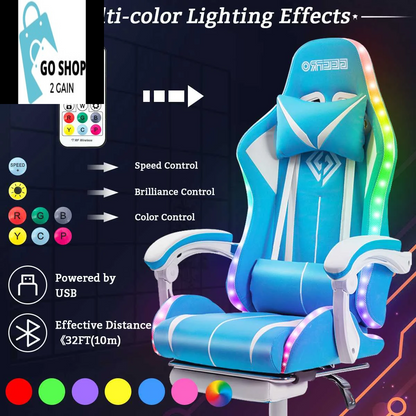 Ultimate Gaming Chair: RGB Light, Ergonomic Design, and 2-Point Massage for Gamers &amp; Office Use