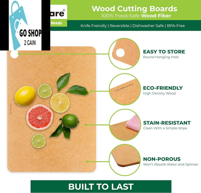 Cutting Board for Kitchen Dishwasher Safe, Wood Cutting Board, Premium Wood Fiber, Non-Porous, Reversible, Medium, 14.5 X 10.8-Inch, Natural Slate