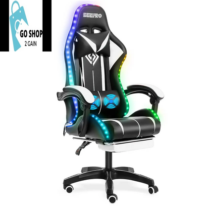 Ultimate Gaming Chair: RGB Light, Ergonomic Design, and 2-Point Massage for Gamers &amp; Office Use