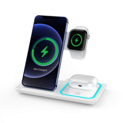 3 in 1 Fast Charging Station, Folding Wireless Charger Stand for Iphone 14,13,12,11/Pro/Max/Mini/Plus, X, XR, Xs/Max, SE, 8/Plus, Apple Watch 1-8, Airpods 3/2/Pro