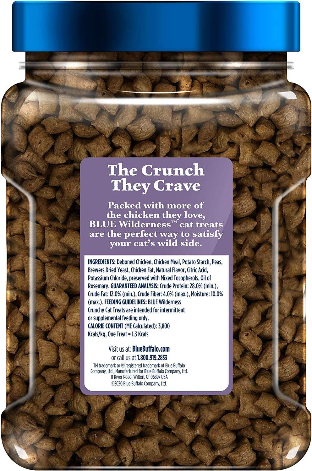 Blue Buffalo Wilderness Crunchy Cat Treats, Chicken 12-Oz Tub