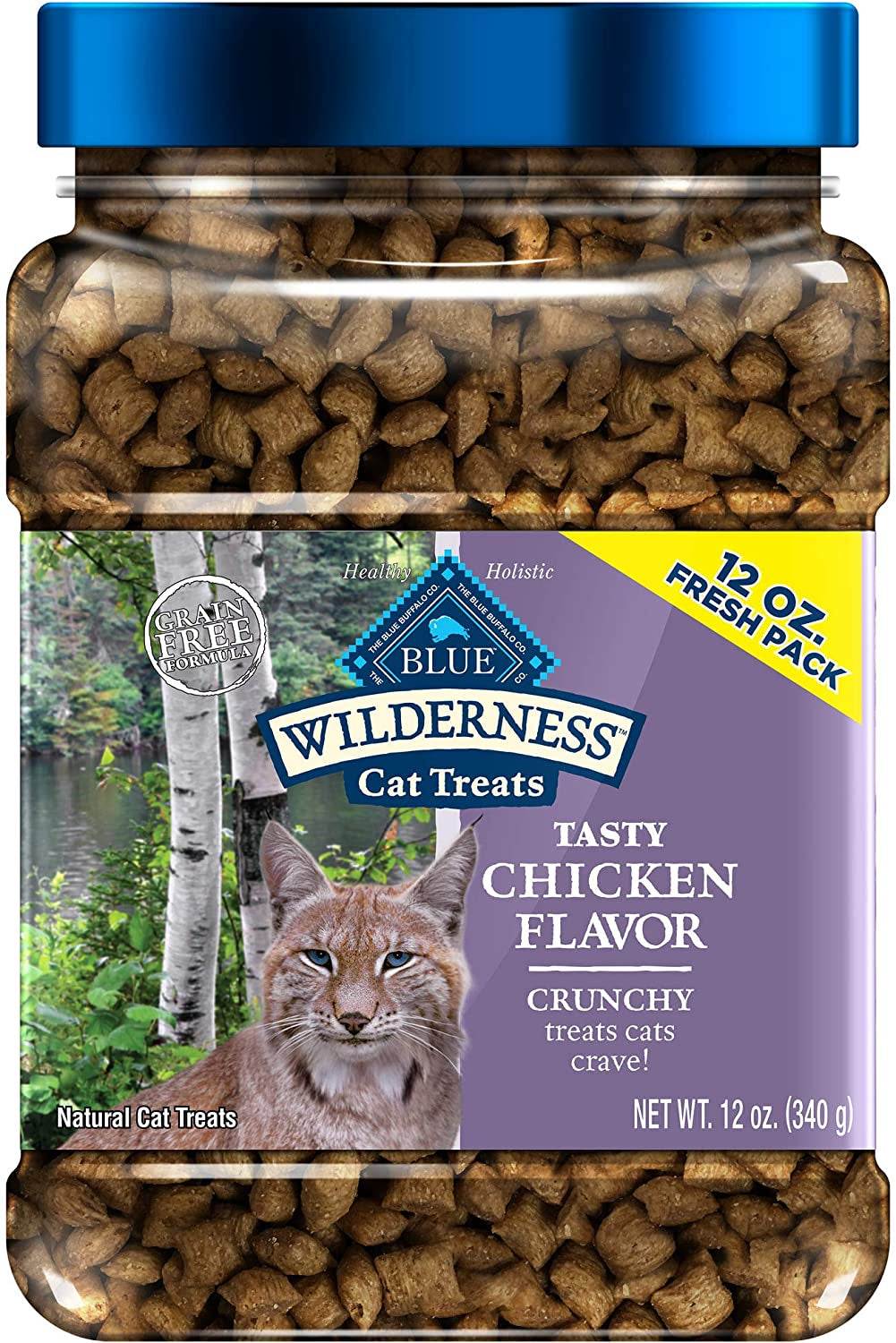 Blue Buffalo Wilderness Crunchy Cat Treats, Chicken 12-Oz Tub