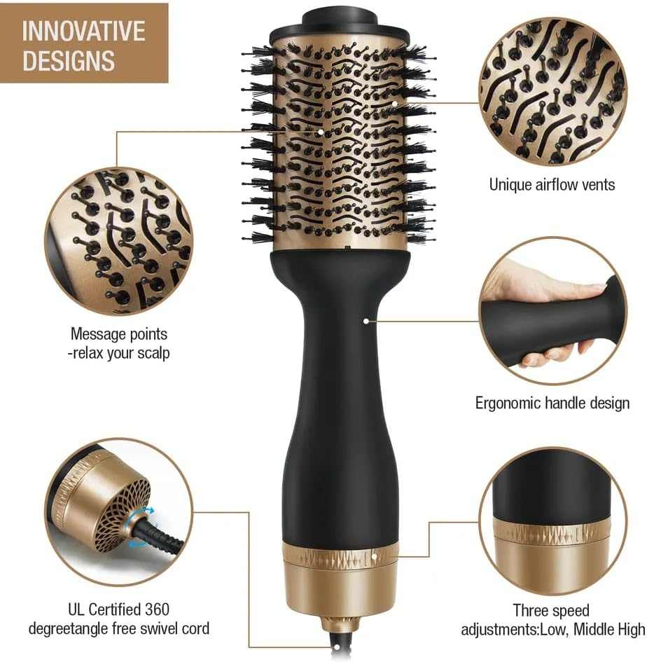 Hair Dryer Brush Blow Dryer Brush in One, 4 in 1 Hair Dryer and Styler Volumizer with Oval Barrel, Professional Salon Hot Air Brush for All Hair Types