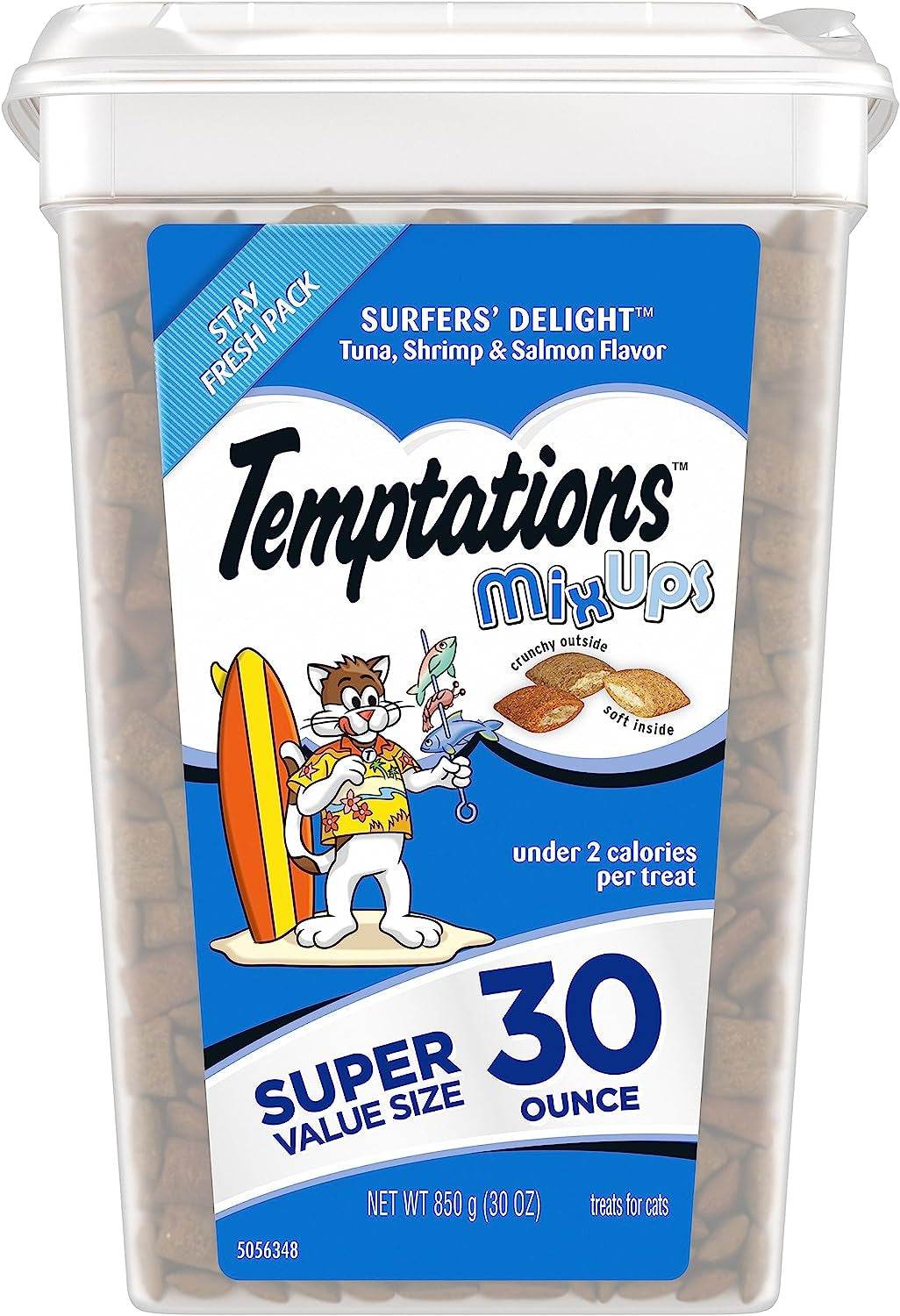 TEMPTATIONS Mixups Crunchy and Soft Cat Treats, Surfer&