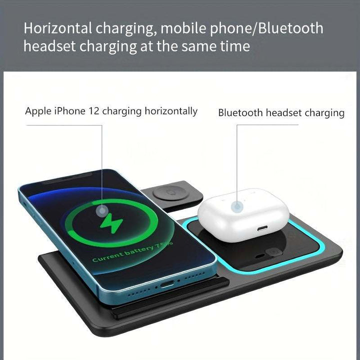 3 in 1 Fast Charging Station, Folding Wireless Charger Stand for Iphone 14,13,12,11/Pro/Max/Mini/Plus, X, XR, Xs/Max, SE, 8/Plus, Apple Watch 1-8, Airpods 3/2/Pro