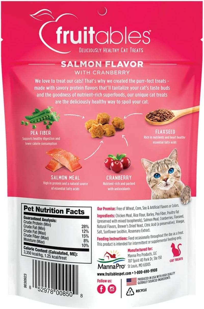 Cat Crunchy Treats for Cats – Healthy Low Calorie Packed with Protein – Free of Wheat, Corn and Soy – Made with Real Salmon with Cranberry – 2.5 Ounces