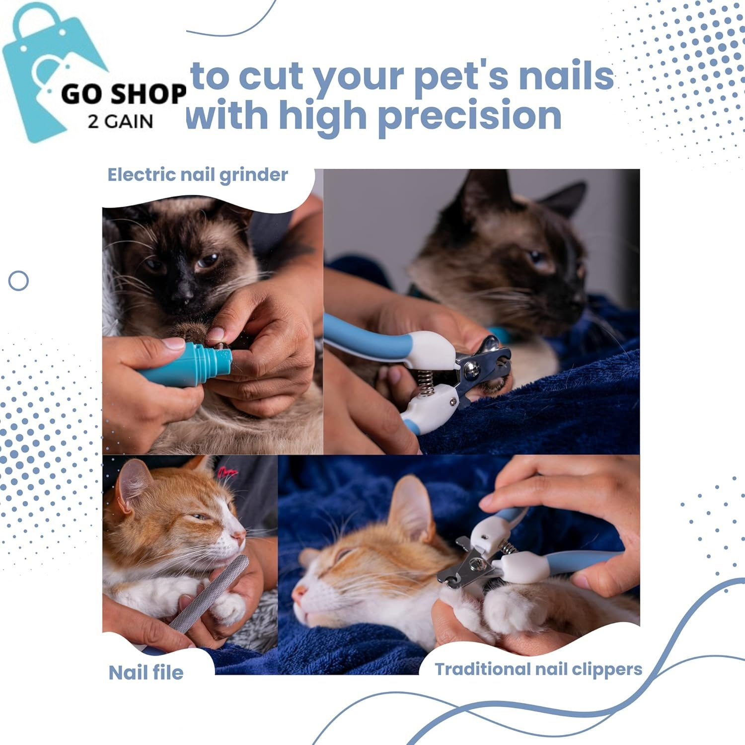 Professional Pet Dog Nail Grinder with High Speed 3 Ports 2 Sleeve Fits Different Pets. - the Dog Nail Clipper Best and Cat Small and Large. - Pet Grooming Kit Portable - Dog Supplies - Cat Products