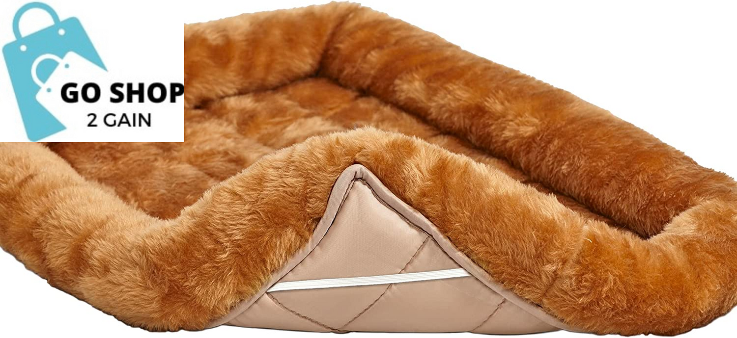 Bolster Dog Bed 18L-Inch Cinnamon Dog Bed or Cat Bed W/ Comfortable Bolster | Ideal for &quot;Toy&quot; Dog Breeds &amp; Fits an 18-Inch Dog Crate | Easy Maintenance Machine Wash &amp; Dry