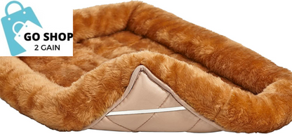 Bolster Dog Bed 18L-Inch Cinnamon Dog Bed or Cat Bed W/ Comfortable Bolster | Ideal for &quot;Toy&quot; Dog Breeds &amp; Fits an 18-Inch Dog Crate | Easy Maintenance Machine Wash &amp; Dry
