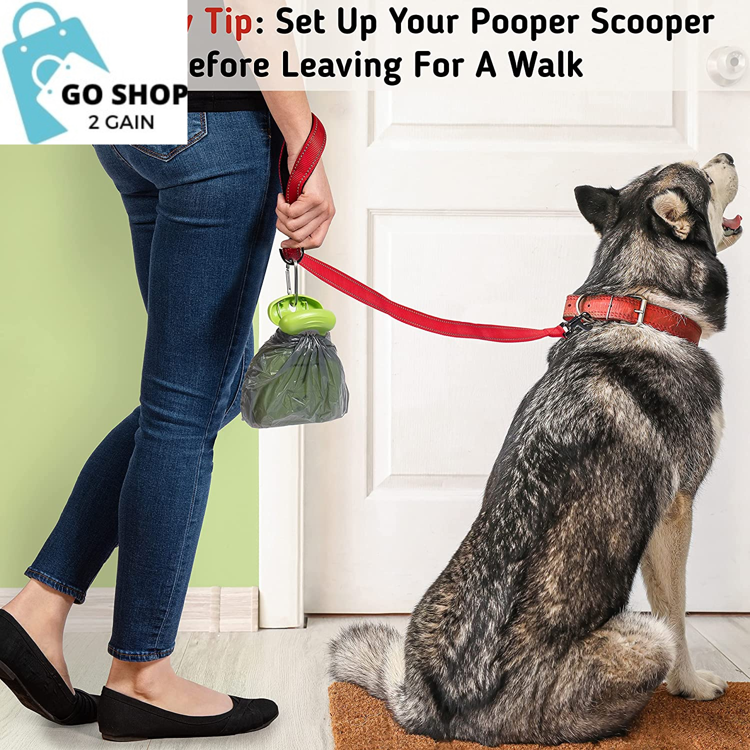 Portable Dog Poop Scooper, Sanitary Waste Pick Up, Heavy Duty Cleaner with Dispenser, Leash Clip and Pooper Scooper Bags Included (Medium, Kiwi)