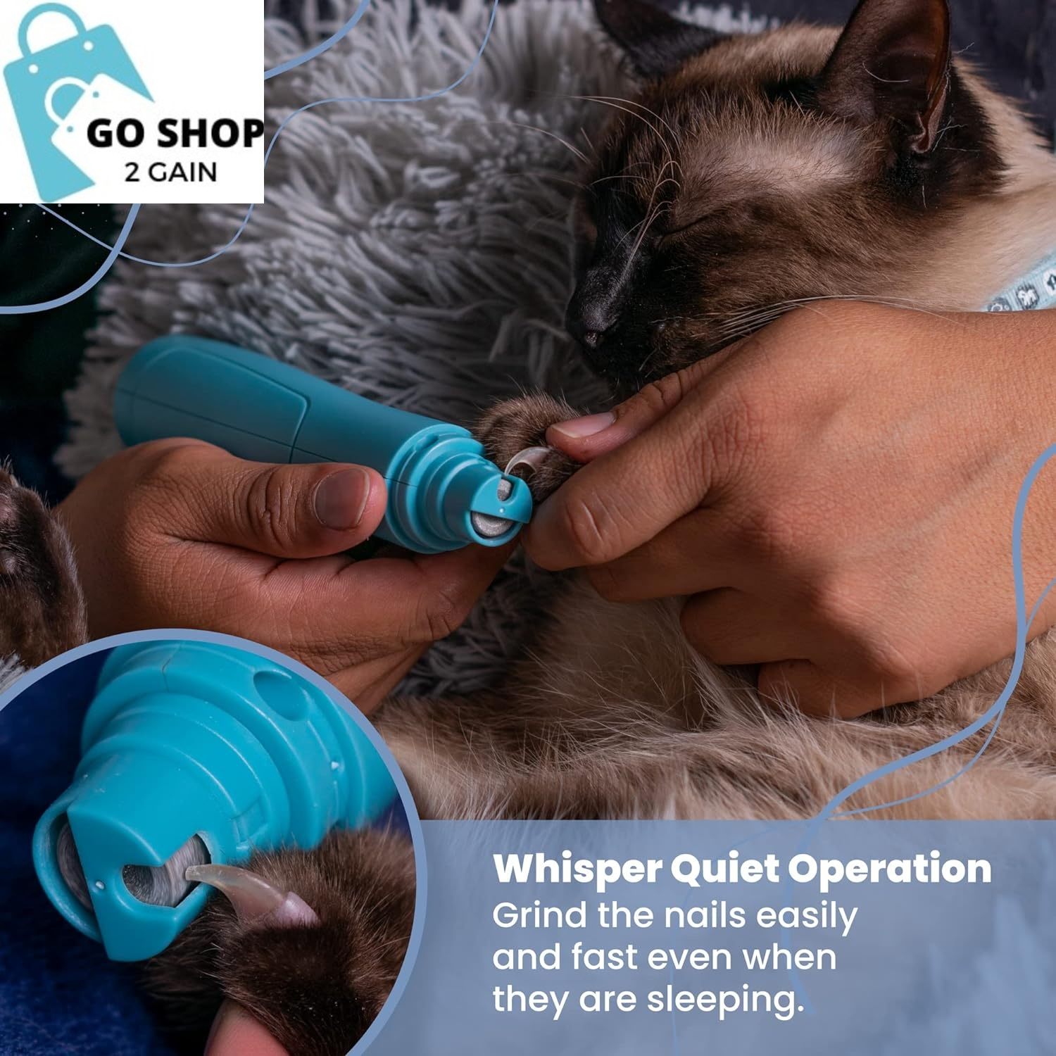 Professional Pet Dog Nail Grinder with High Speed 3 Ports 2 Sleeve Fits Different Pets. - the Dog Nail Clipper Best and Cat Small and Large. - Pet Grooming Kit Portable - Dog Supplies - Cat Products
