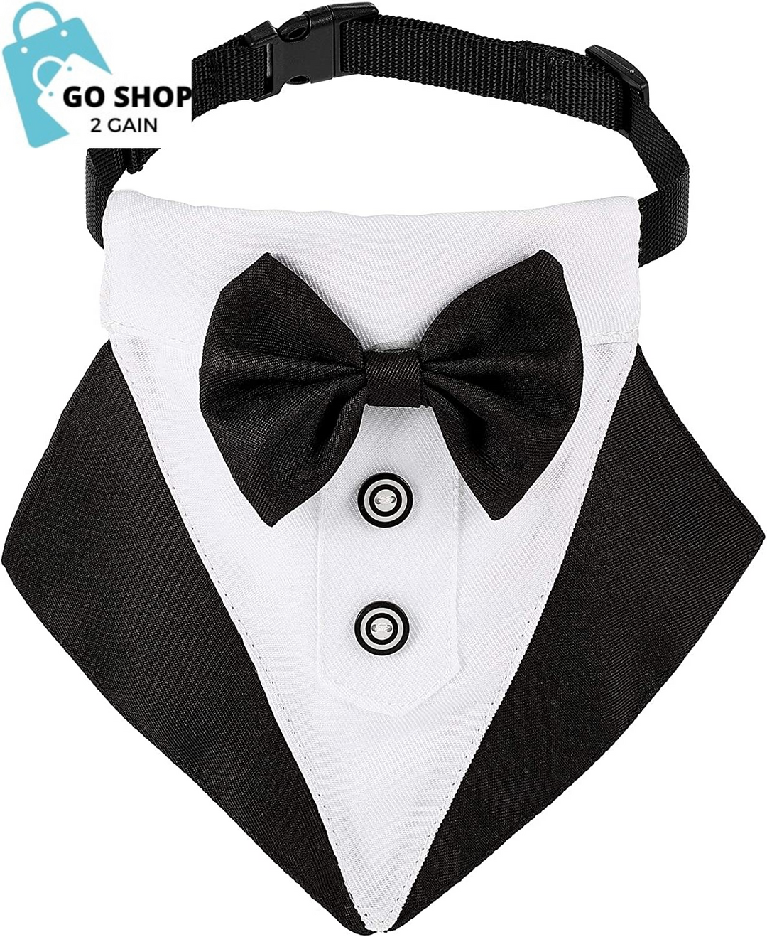 Formal Dog Tuxedo Bandana Dog Wedding Bandana Dog Collar with Bow Tie and Neck Tie Designs Adjustable Collar Formal Tux Dog Bowtie Adjustable Neckerchief (Black,M)