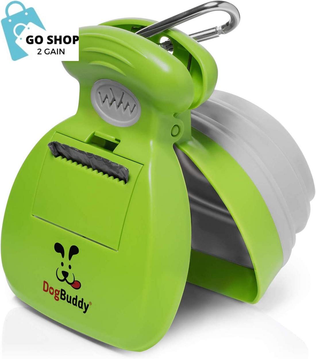 Portable Dog Poop Scooper, Sanitary Waste Pick Up, Heavy Duty Cleaner with Dispenser, Leash Clip and Pooper Scooper Bags Included (Medium, Kiwi)