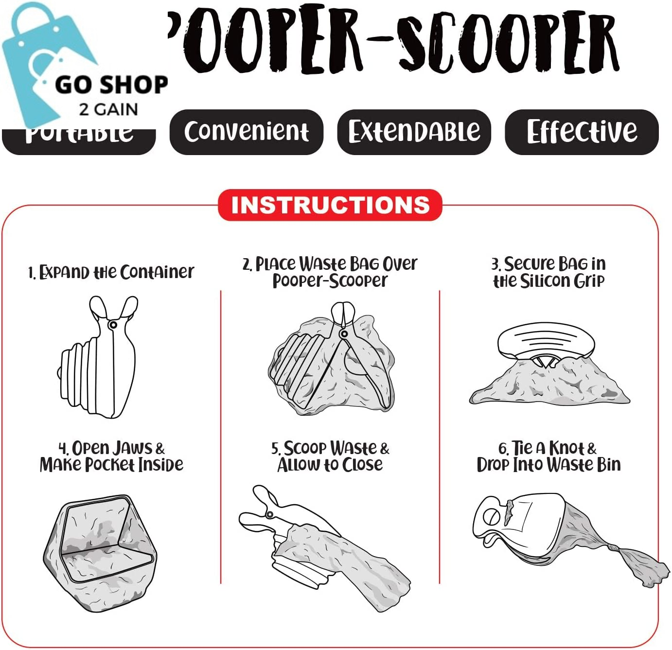 Portable Dog Poop Scooper, Sanitary Waste Pick Up, Heavy Duty Cleaner with Dispenser, Leash Clip and Pooper Scooper Bags Included (Medium, Kiwi)