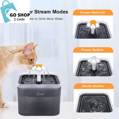 Fantasy Cat Water Fountain, 67Oz/2L Automatic Cat Drinking Fountain, Pet Water Fountain with LED Light and Filter for Cats and Small Dogs (Grey)
