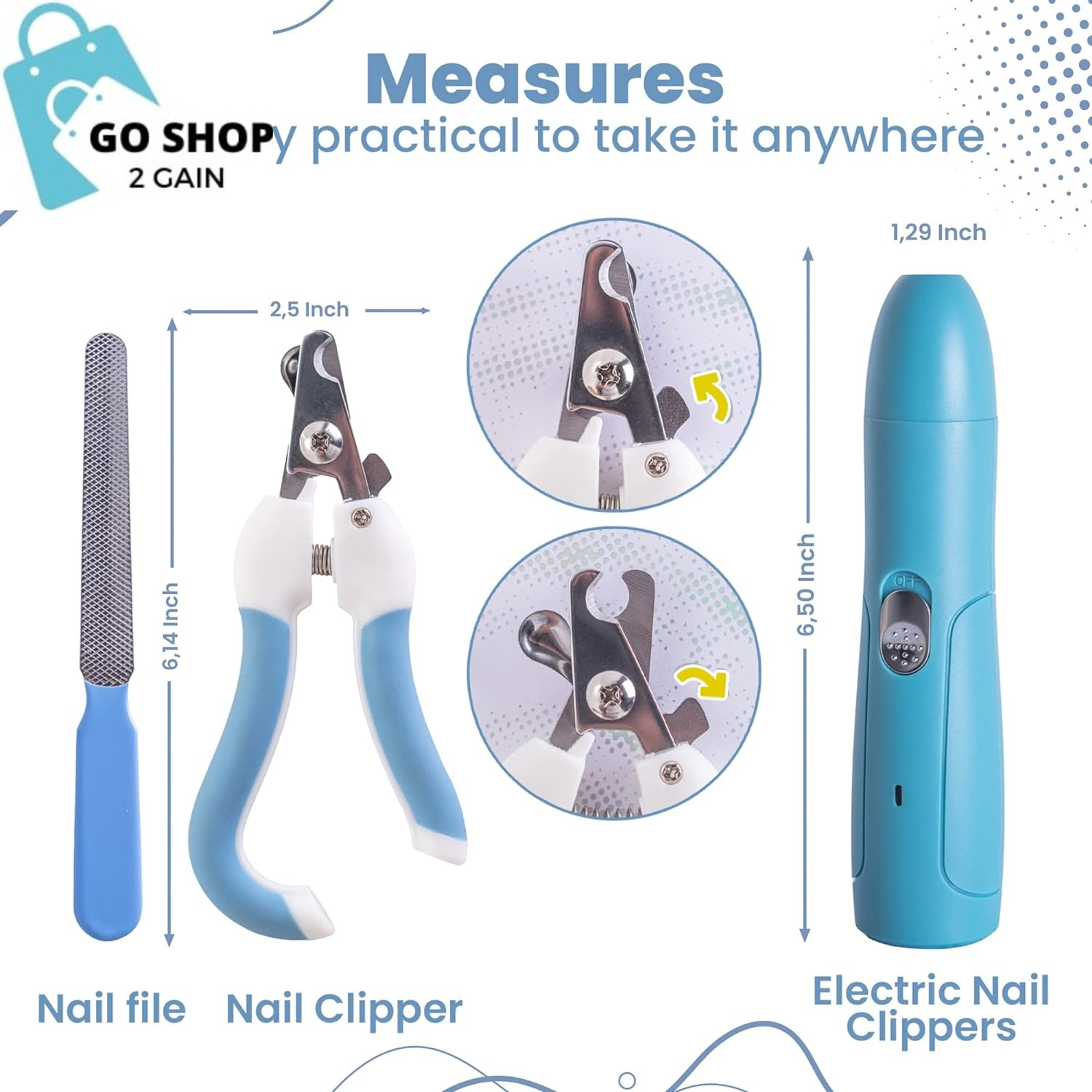 Professional Pet Dog Nail Grinder with High Speed 3 Ports 2 Sleeve Fits Different Pets. - the Dog Nail Clipper Best and Cat Small and Large. - Pet Grooming Kit Portable - Dog Supplies - Cat Products