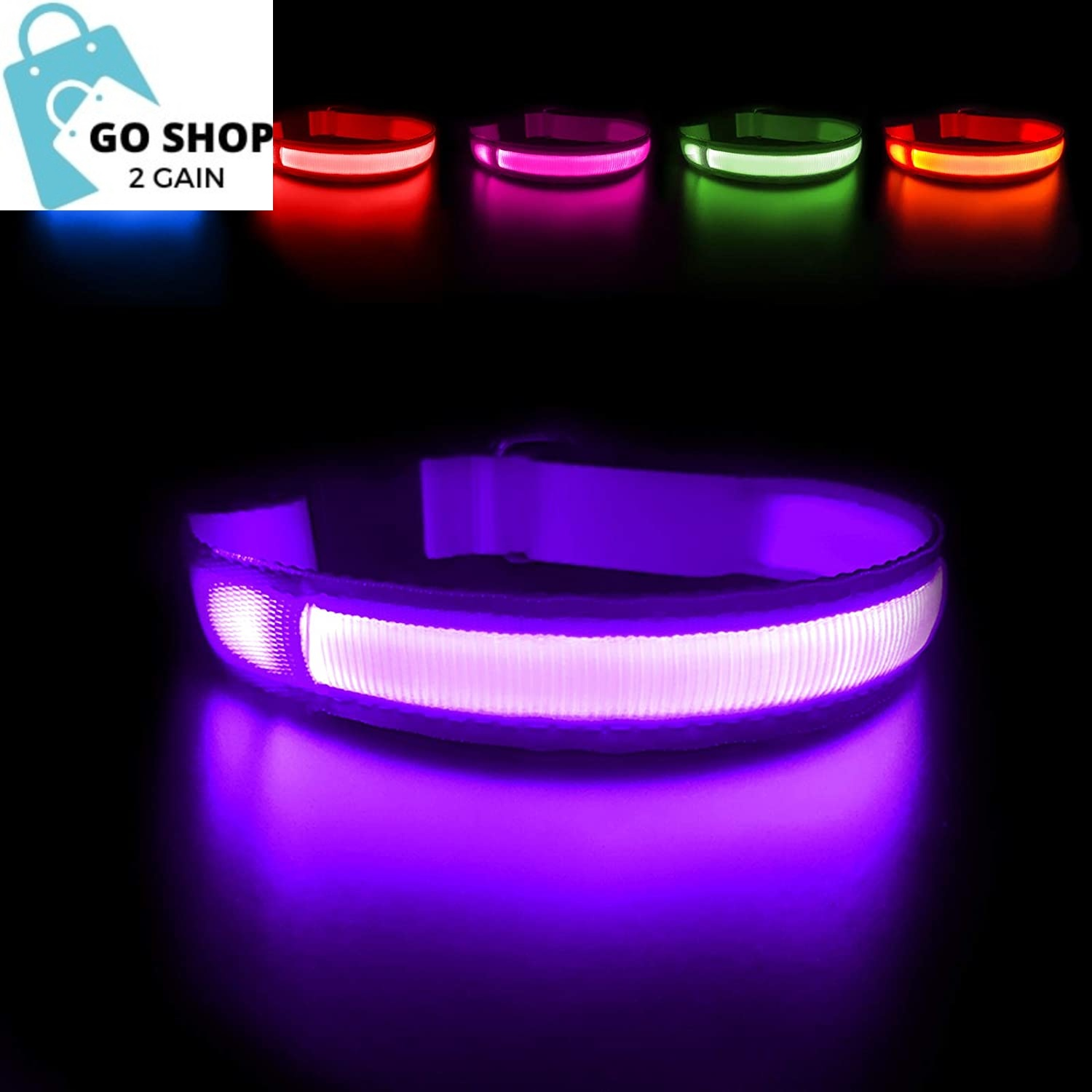Light up Dog Collar, LED Dog Collar Rechargeable Lighted Dog Collar Glow Flashing Night Collar Waterproof, 4 Colors with 3 Sizes for Small Medium Large Dogs (S(0.98 * 15.75"), Purple)