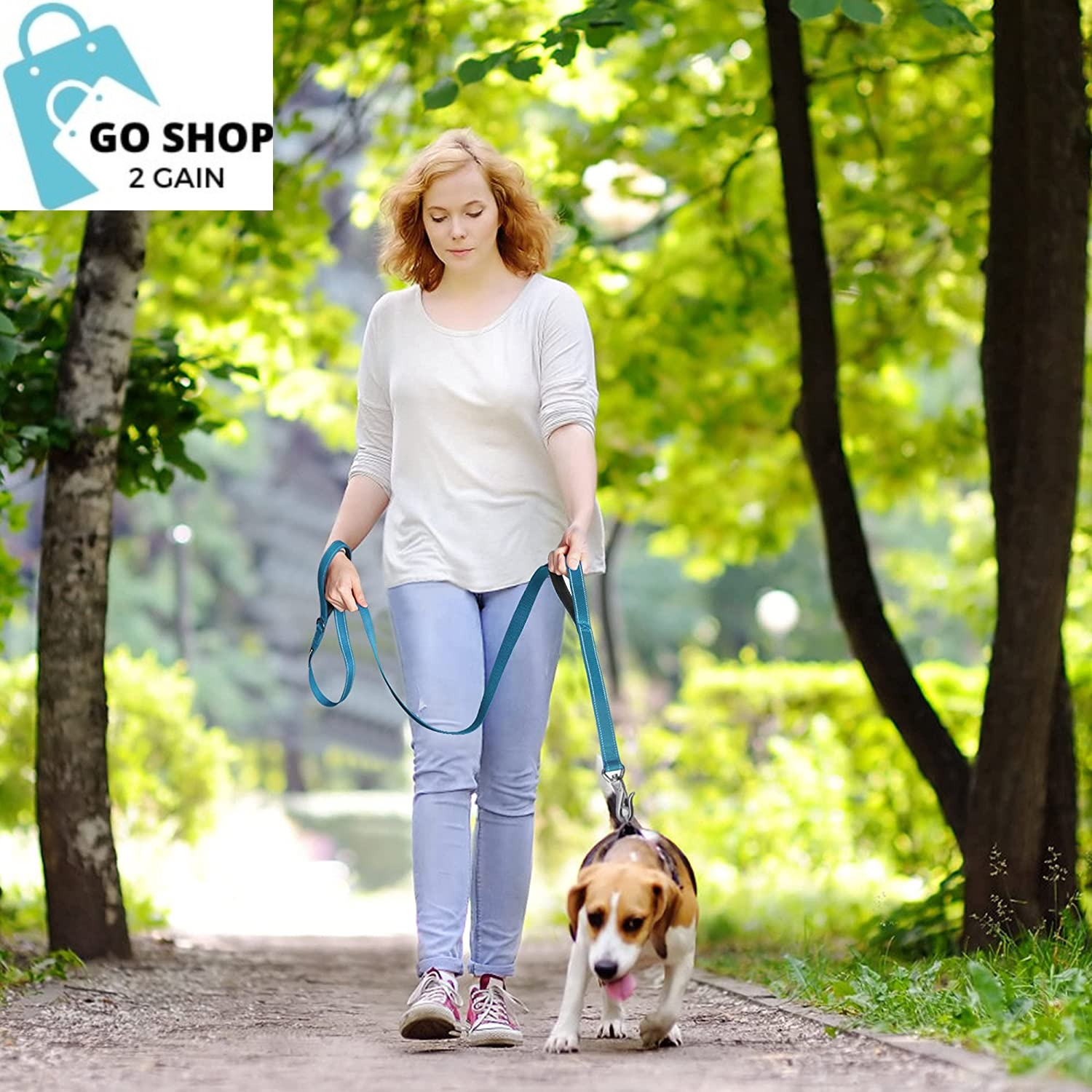 Fida 5 FT Heavy Duty Dog Leash with 2 Comfortable Padded Handles, Traffic Handle &amp; Advanced Easy Snap Hook, Reflective Walking Lead for Large, Medium &amp; Small Breed Dogs, Blue